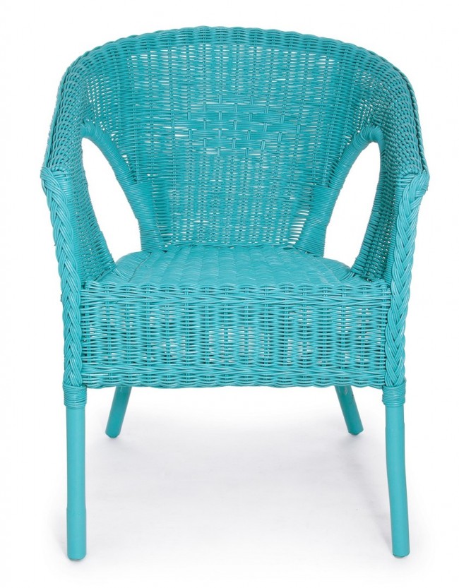 Poltrona Alliss blu in rattan 