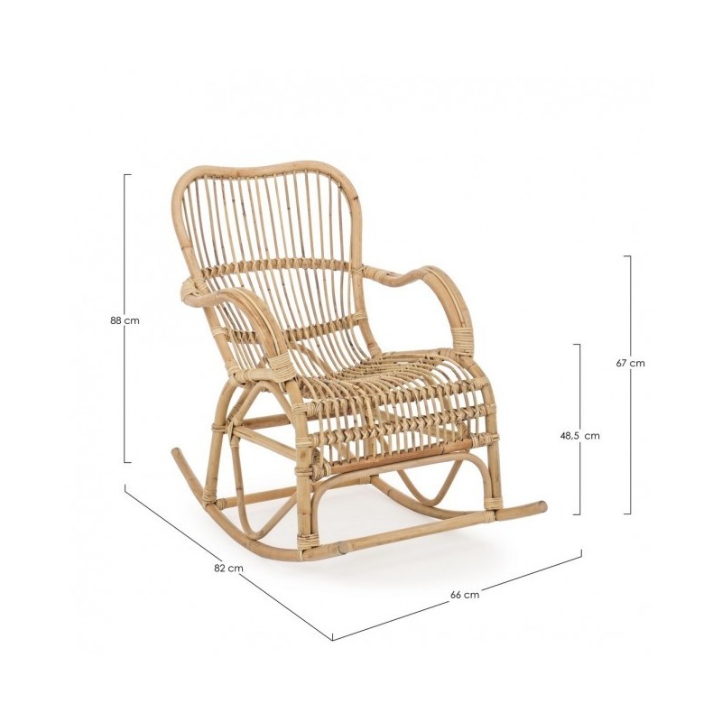 Poltrona Dondolo in Rattan Naturale CASIMIRA 66x82x h88 cm