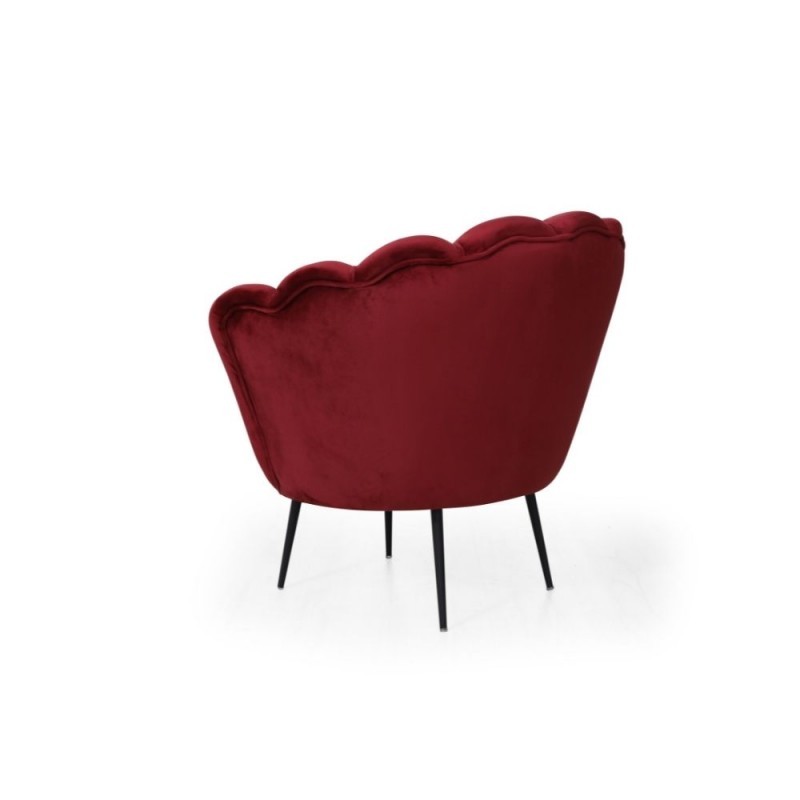 Poltrona a conchiglia in velluto rosso Orel