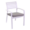 Poltrona alluminio Boston bianco con cuscino grigio