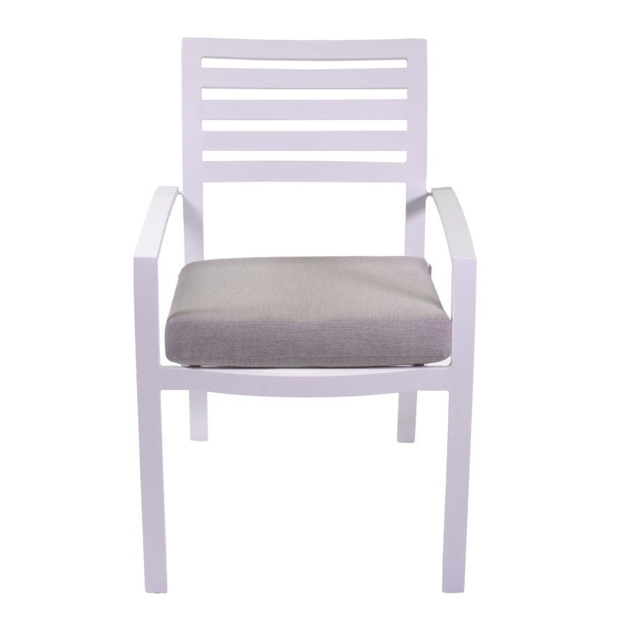 Poltrona alluminio Boston bianco con cuscino grigio