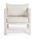 Poltrona bianco con cuscino in teak in stile naturale