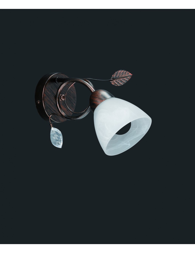 Applique 1xE14 Traditio Ruggine Coppa Vetro Bianco L12 cm Trio Lighting