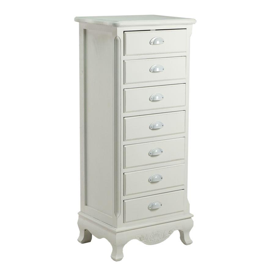 Mobile basilea 7 cassetti bianco anticato cm48x35h110,5