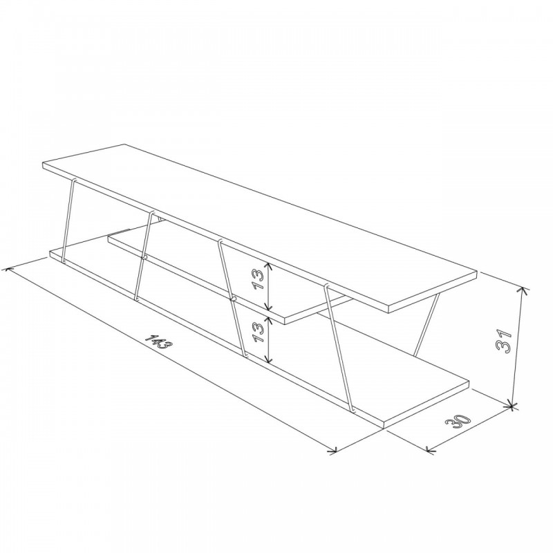Mobile basso porta tv industrial rovere nero cm 143x30x31 h
