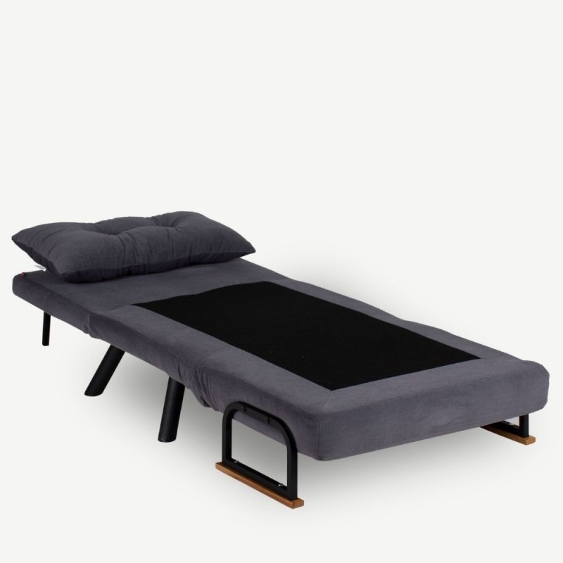 Poltrona letto pieghevole Sando in tessuto grigio  60 x78xh.78 cm
