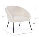 Poltrona metallo velluto bianco Aiko Velvet cm 80 x 76 x 75
