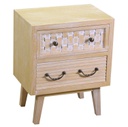 Mobile comodino 2 cassetti legno naturale cm 30 x 44,5 x h 55,5