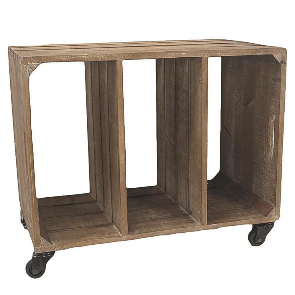 Mobile consolle c/ruote 3 scomparti cm 61x35h50