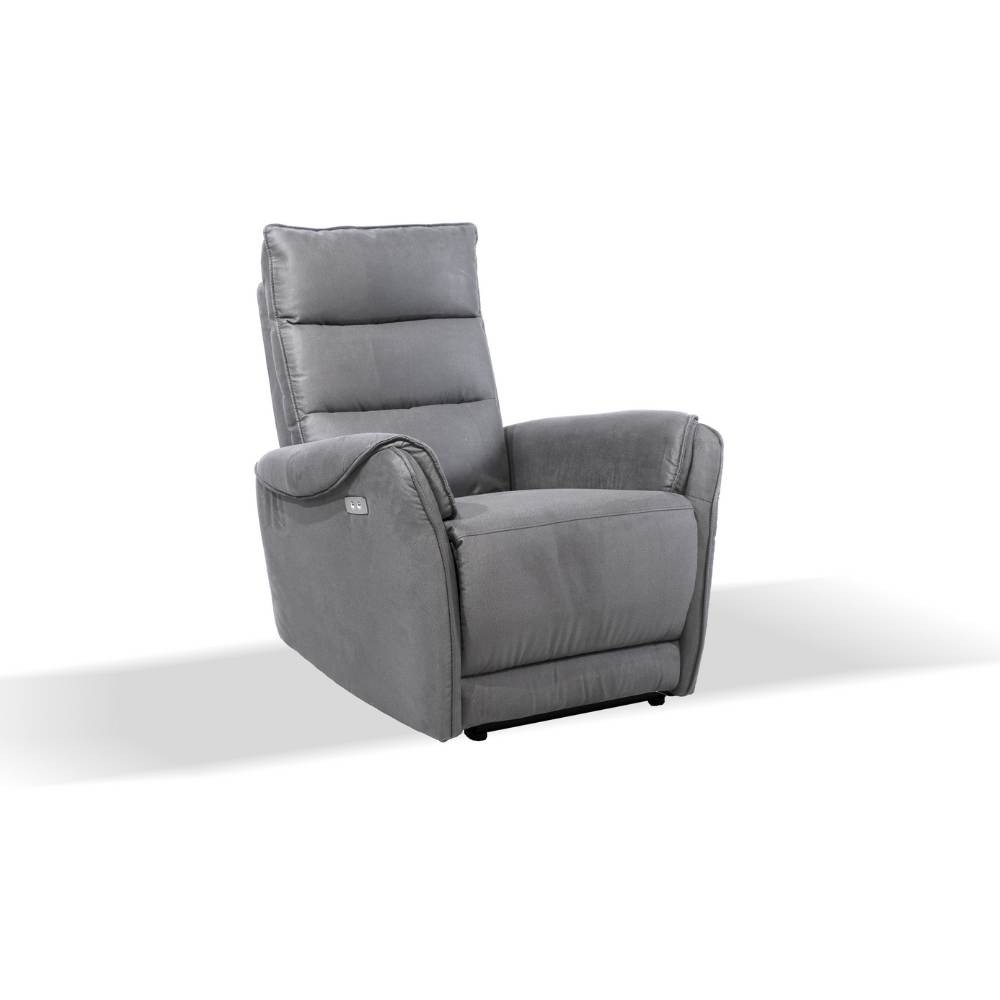 Poltrona reclinabile elettrica effetto nabuk grigio chiaro  82 x 98 x 109 cm