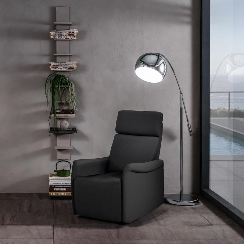 Poltrona relax reclinabile manuale in similpelle antracite 70 x 92 x h. 105 cm