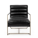 Poltrona struttura in acciaio verniciato e seduta rivestita in similpelle nero 62,5x74x80-45-56h cm