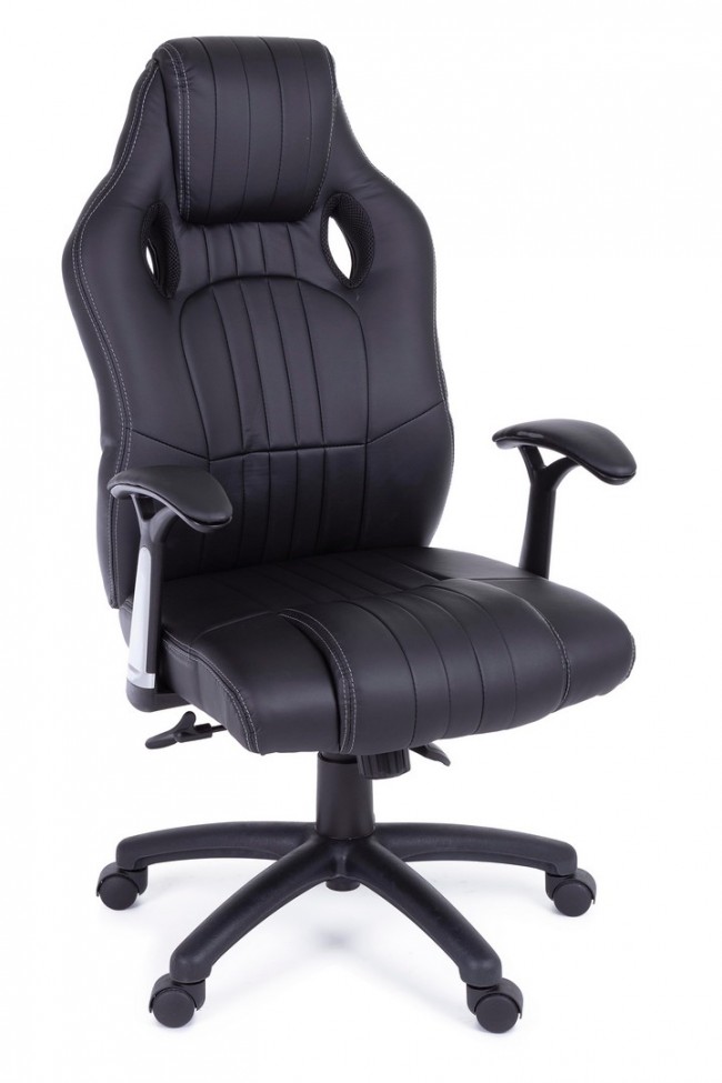 Poltrona ufficio con braccioli Spider nero in similpelle