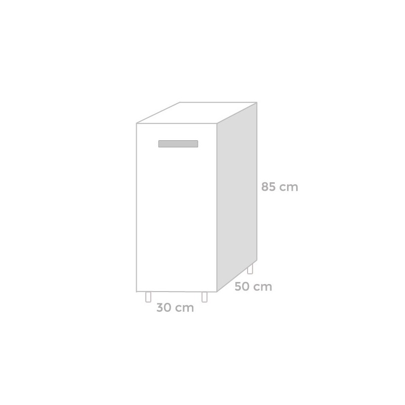 Mobile per cucina Bianco Frassinato 1 anta Cm 30x50xH 85