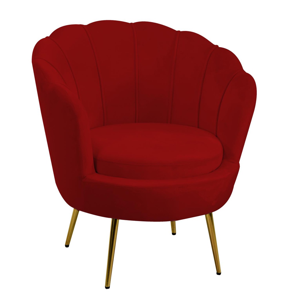 Poltrona velluto tulipan rosso fragola cm 73x72h77