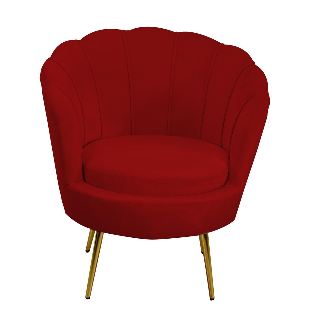 Poltrona velluto tulipan rosso fragola cm 73x72h77