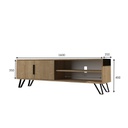 Mobile porta tv rovere con particolari in ghisa 160x35xh.49 cm(FOOTRO)