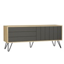 Porta TV Picadilly con Struttura Rovere e 2 Ante a Ribalta Antracite H57 x L139 x P36 cm