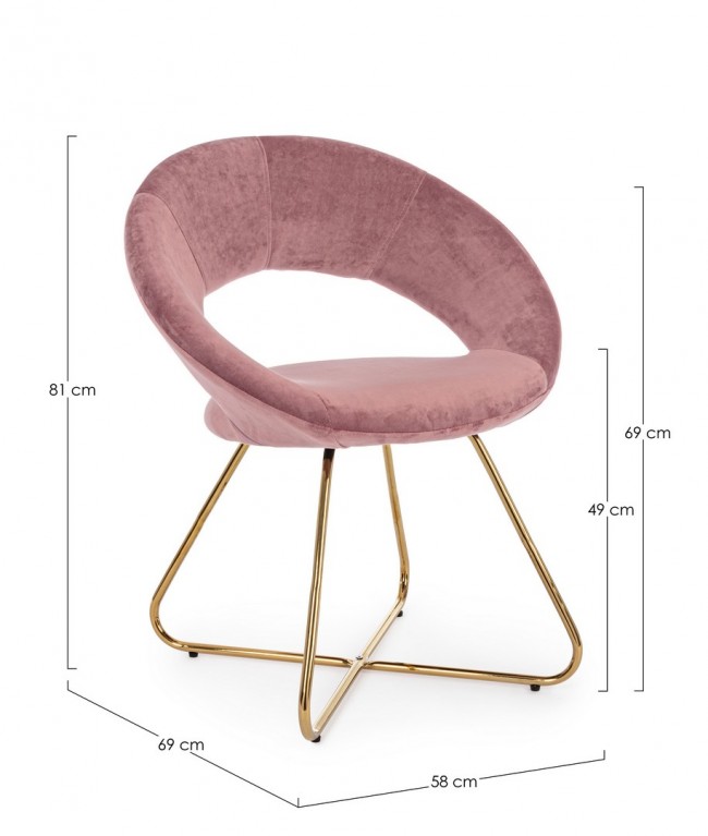 2x Poltrona Vanity Oro in velluto rosa