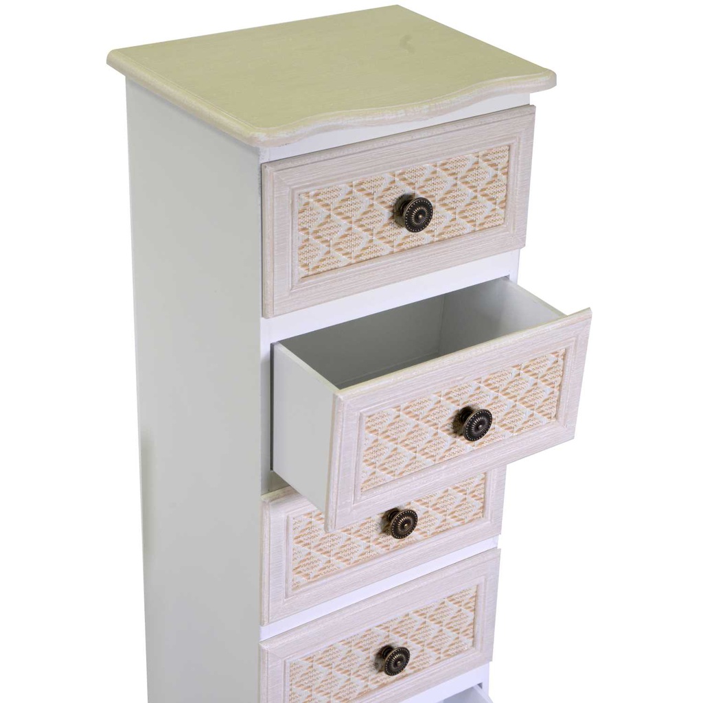 Mobiletto legno losanna 7 cassetti crema cm 29x23h109