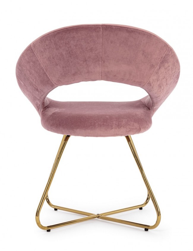 2x Poltrona Vanity Oro in velluto rosa
