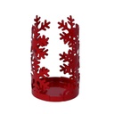 Portabicchiere metallo fiocco neve rosso tondo cm ø8h20