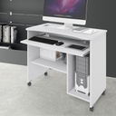 Portacomputer Bianco con ruote in legno nobilitato H.76x93 x48,5 cm