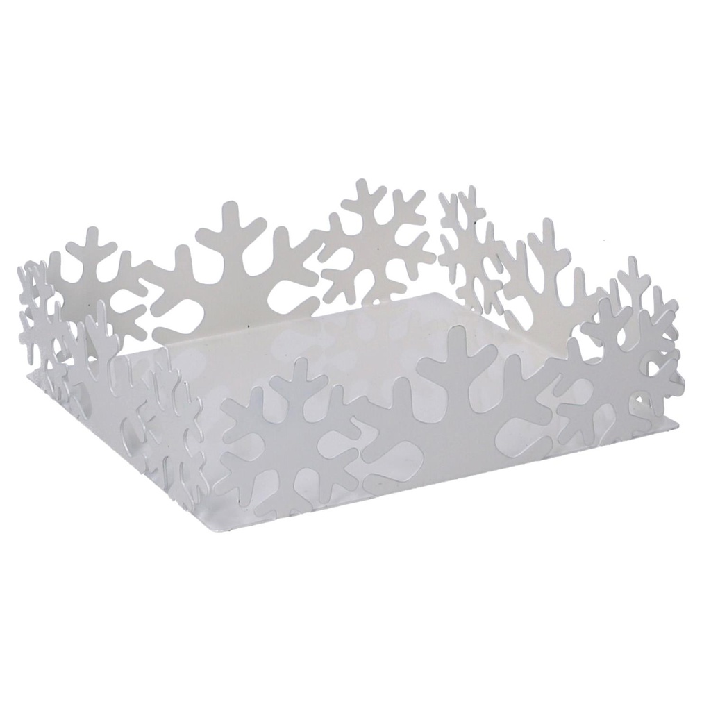 Portatovaglioli metallo fiocco neve bianco quadrato cm16,5x16,5h5