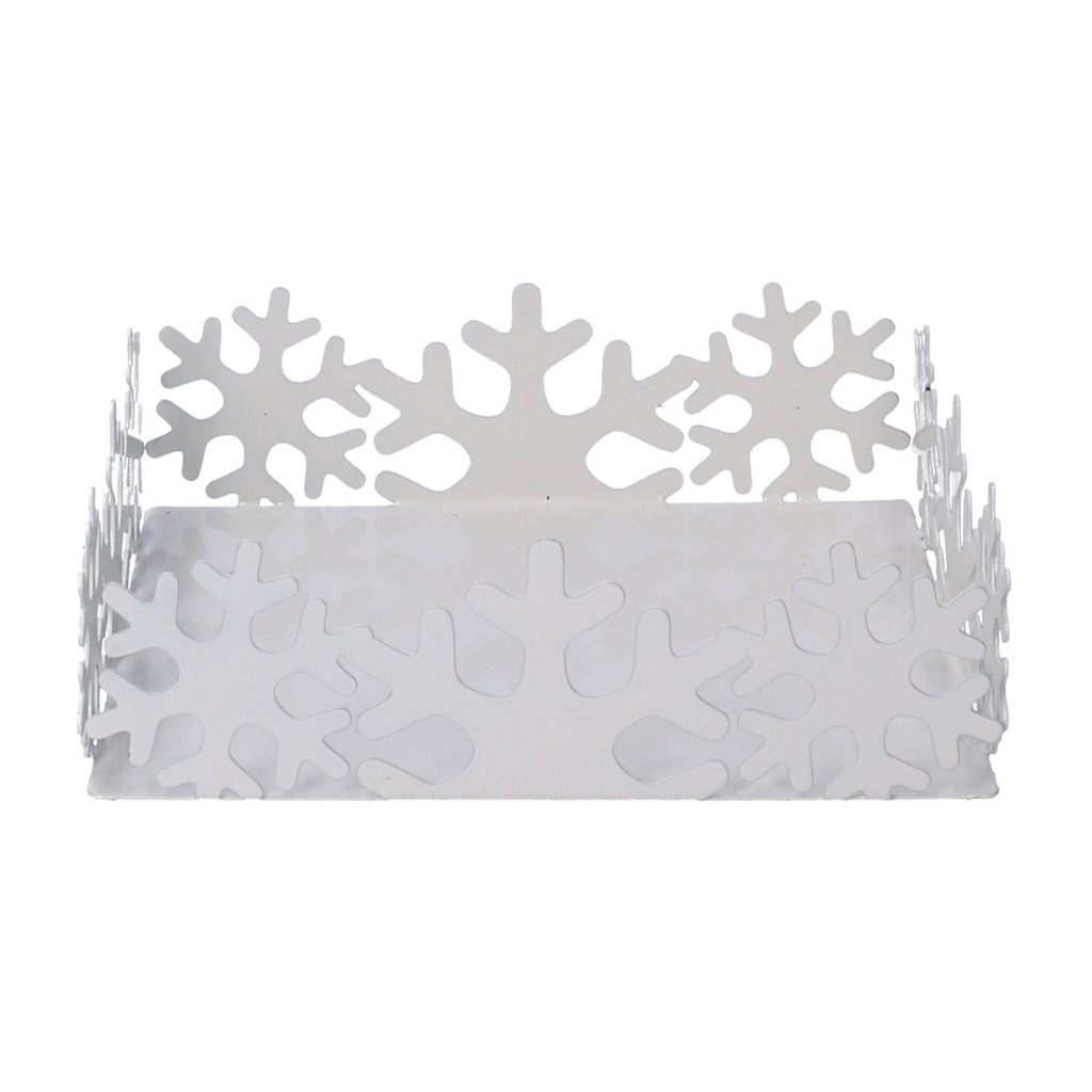 Portatovaglioli metallo fiocco neve bianco quadrato cm16,5x16,5h5