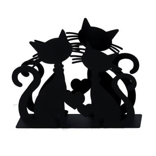 Portatovaglioli metallo gatti nero rettangolare cm 14