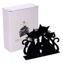 Portatovaglioli metallo gatti nero rettangolare cm 14