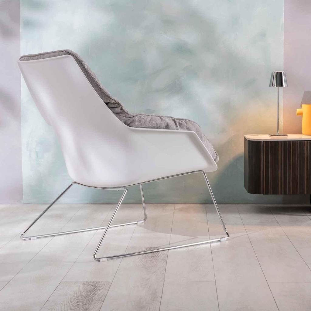 2x Poltrona in polipropilene grigio chiaro 85 cm x 74 cm H. 86 cm