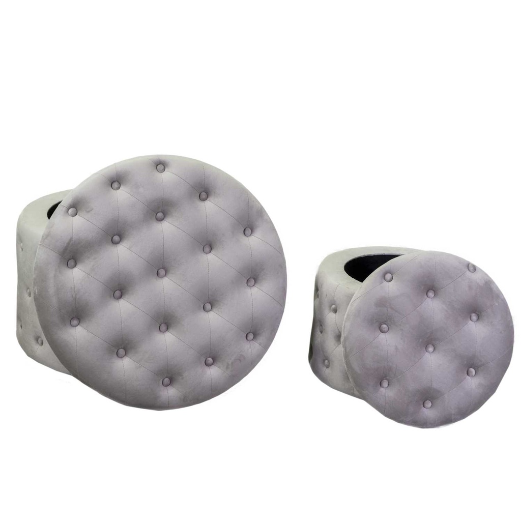 Puff contenitore velluto 1-2 grigio cm ø70h42