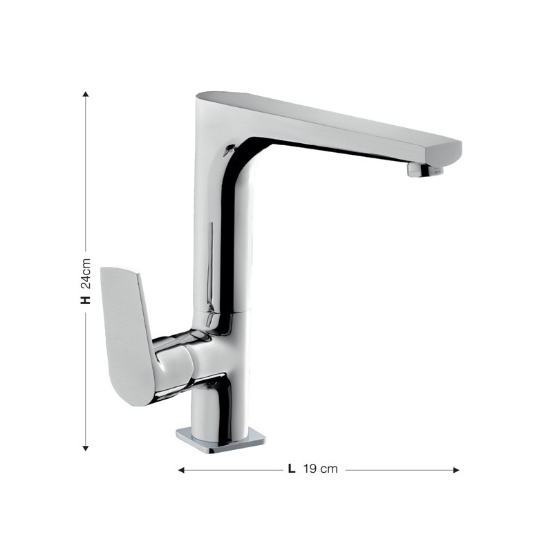 Rubinetto miscelatore per lavello cucina finitura cromo h.24x19 cm