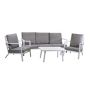 Salotto alluminio Boston 3 posti bianco con cuscini 4 pezzi