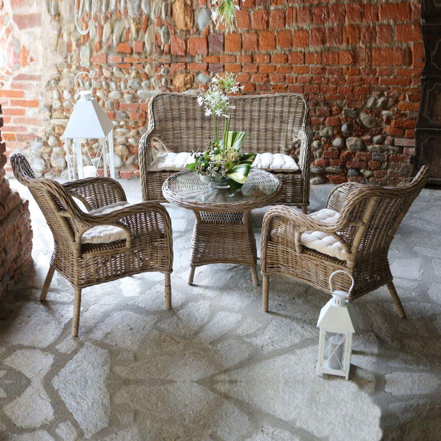 Salotto giardino kariba da giardino grigio 4 pezzi