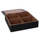 Scatola portathe legno nero quadro cm20x20h6