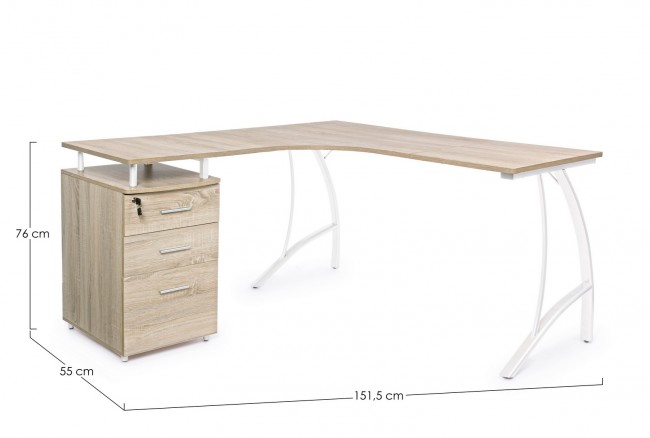 Scrivania angolo con cassettiera legno Kavita