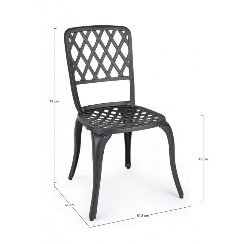 Sedia alluminio antracite esterno cm 44 x 46 x 89h iperbriko