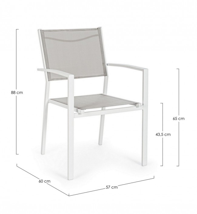 Sedia con braccioli Hilde Bianco Cloud in alluminio