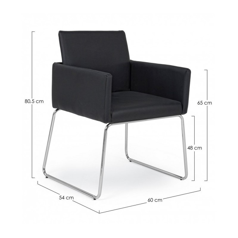 Sedia con braccioli in similpelle Nero SIXTY 60x54x h80,5 cm