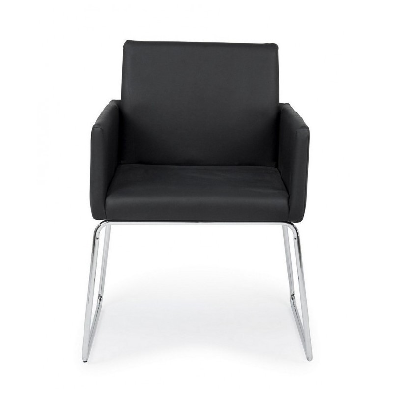 Sedia con braccioli in similpelle Nero SIXTY 60x54x h80,5 cm