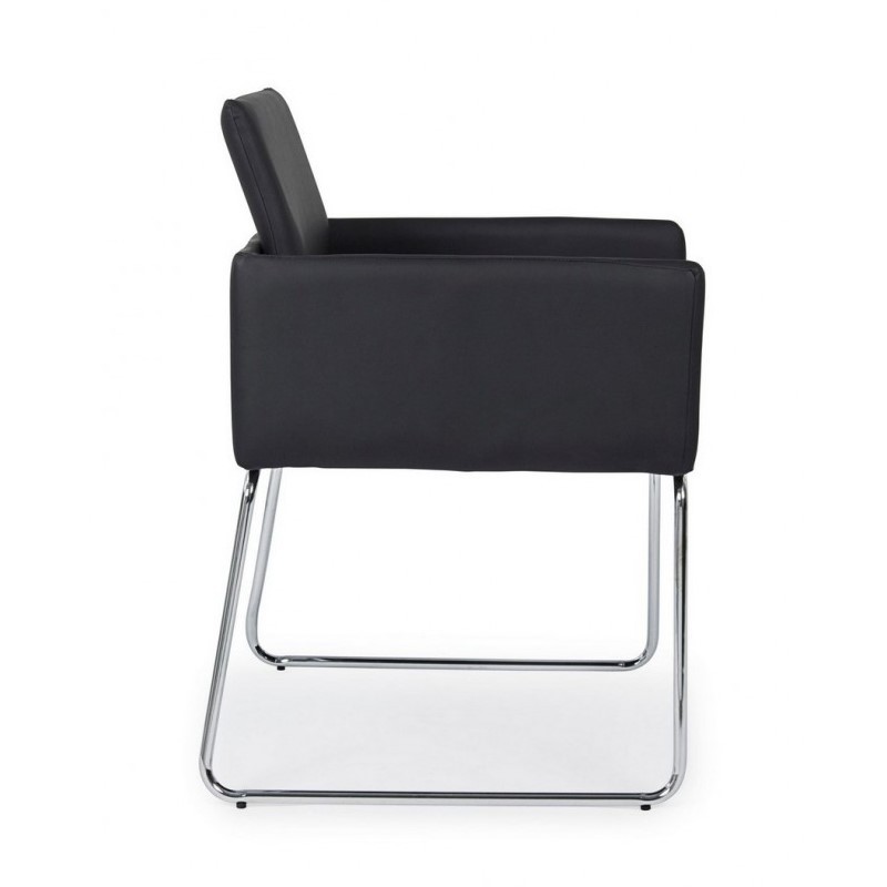 Sedia con braccioli in similpelle Nero SIXTY 60x54x h80,5 cm