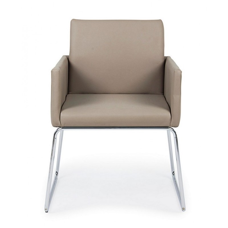 Sedia con braccioli in similpelle Tortora SIXTY 60x54x h80,5 cm