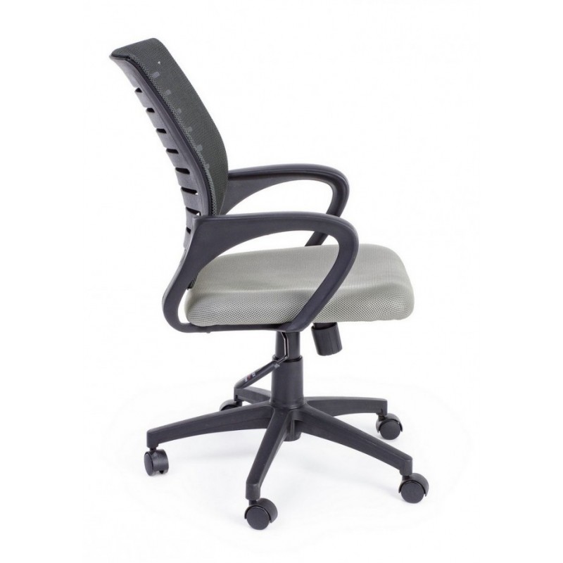 Sedia da ufficio grigio con ruote e braccioli