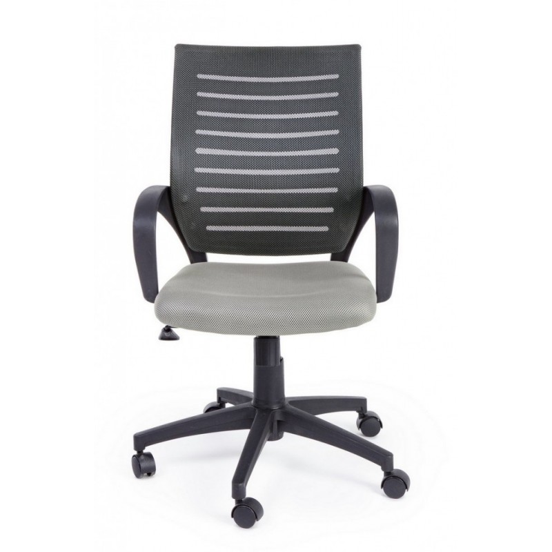 Sedia da ufficio grigio con ruote e braccioli
