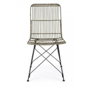 Sedia in stile contemporaneo in acciaio e kubu Grigio LUCILA 45x55x h85 cm