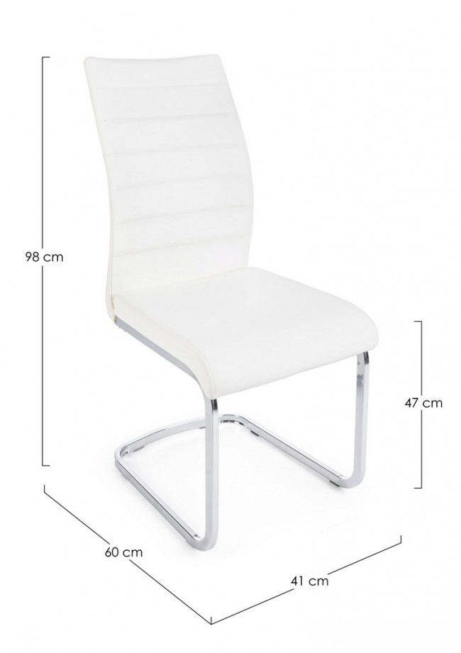Sedia moderna imbottita in ecopelle bianco MYRA