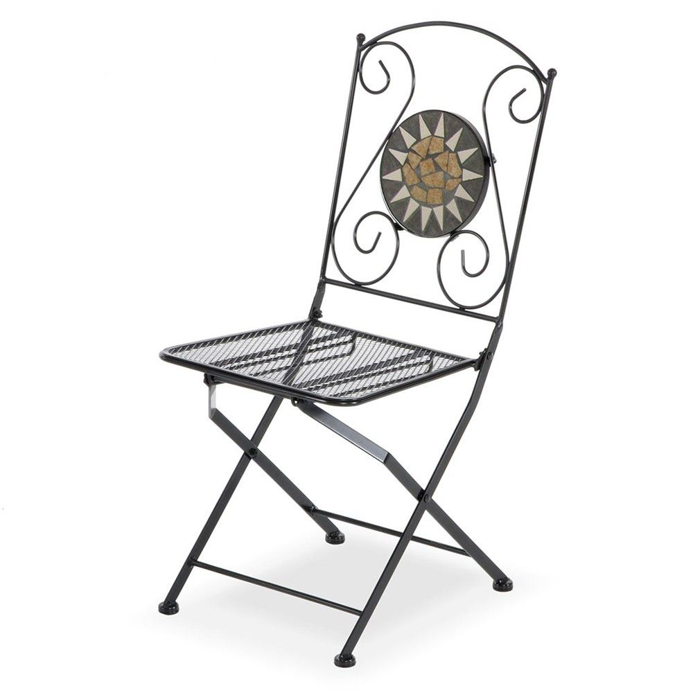 Sedia pieghevole in ferro per esterno Nero MUSA 42x55x h95 cm Set 2 pezzi