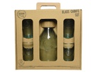 Set 5 pz acqua Caraffa con coperchio in sughero e 4 bicchieri di vetro chiaro riciclato
